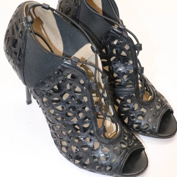 Jimmy Choo Tactic Cut Out Caged Black Bootie Pumps Womens EU 38 US 8 - Picture 1 of 16